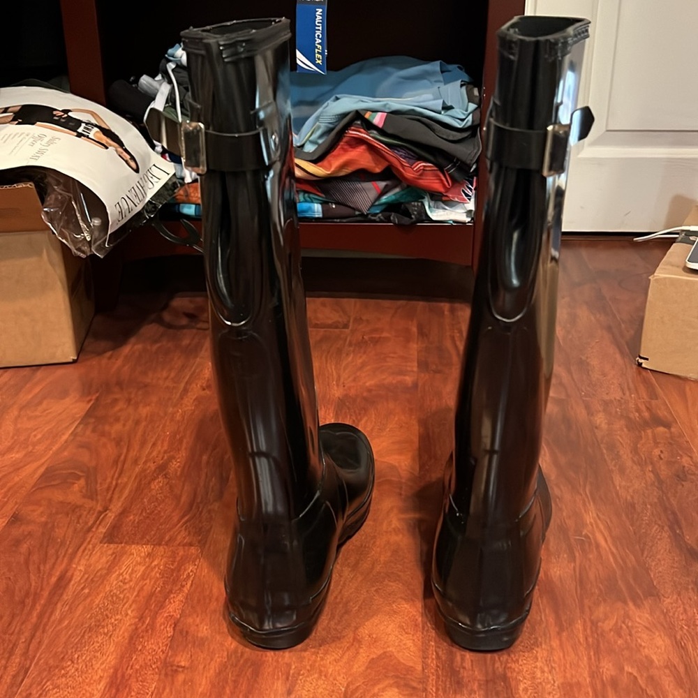 size 8 Hunter Tall Gloss Black Rain Boots Women’s - Picture 6 of 7